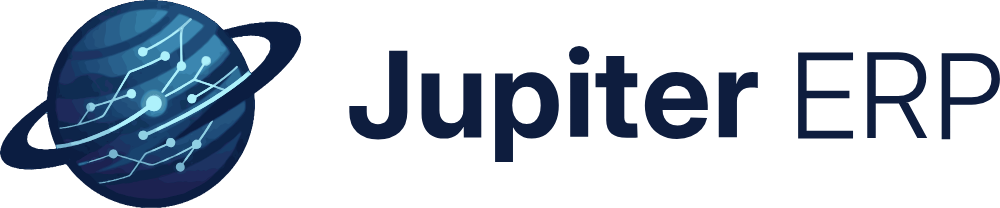 Logo von Jupiter ERP, Wortbildmarke horizontal in Farbe